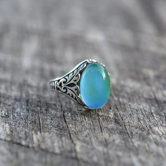 Q&D&S Silver Mood Ring for Women Vintage Rings FOR MEN Control Statement Ring Color Change Mood Rings Jewelry