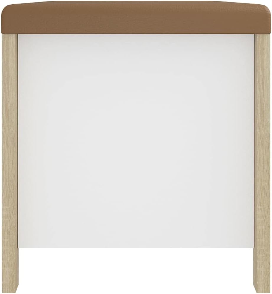 Storage Box White and Sonoma Oak Engineered Wood with Cushion 15.7 x 41.3 x 17.7 in Living Room Storage Chest with Lid Multifunctional Storage Furniture for Home Organization