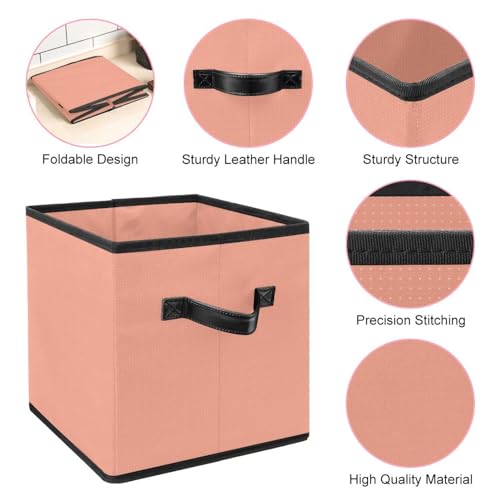 Boite de rangement pliable cube en tissu à pois corail pour vêtements