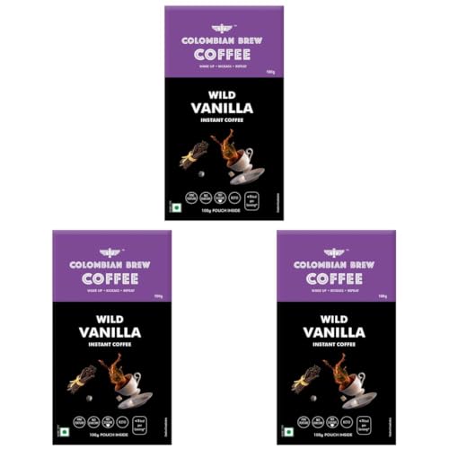 Image of Colombian Brew Vanilla Instant Coffee Powder, No Sugar Vegan, 100g Box (Pack of 3)
