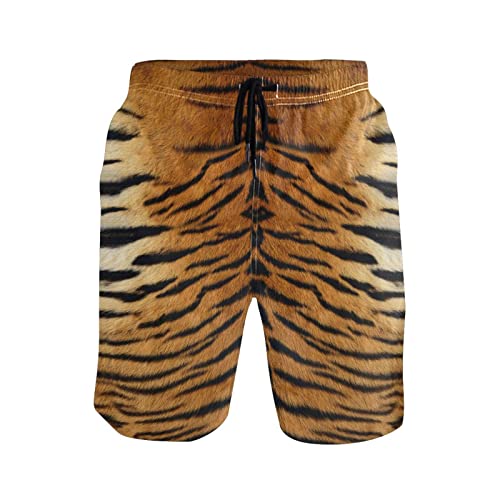 Men's Beach Shorts Animal Tiger Leather Leopard Print, Swim Trunks Drawsting Swimwear Swimming Board Shorts