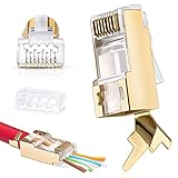 Everest Media Solutions RJ45 Cat7 & Cat6A パススルーコネクタ 30個 50UM 金メッキ シールドFTP/STP 外部接地 23 AWG ネットワークケーブル用