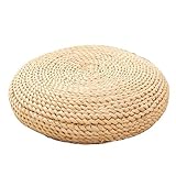  DUOCACL Cojines para sillas, Cojines para el Suelo, Tatami Natural, cojín para Asiento de Yoga, cojín de Paja Tejido, tapete de Punto Redondo para jardín, Comedor, decoración de Patio