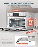 28QT Air Fryer Toaster Oven Combo, Large 12-in-1 Convection Countertop Oven with Next-Gen HeatWave Convection, 3-Layer Cooking, Rotisserie for Chicken, Fits 11" Pizza, Full Accessorie, Stainless Steel