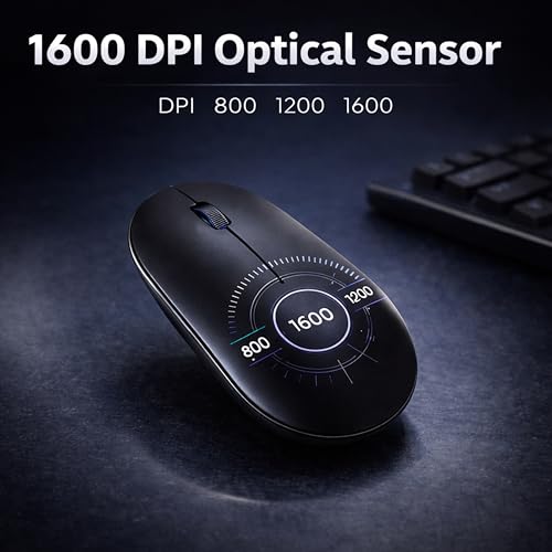 Image of ANT Globe 40 Dual-Mode Wireless Mouse| BT 5.0 /3.0 & 2.4GHz USB Optical Mouse | 1600 DPI Adjustable, 500mAh Rechargeable Battery, 3-Button Silent Click | Slim Mouse for Laptop, PC, Mac, Android Black