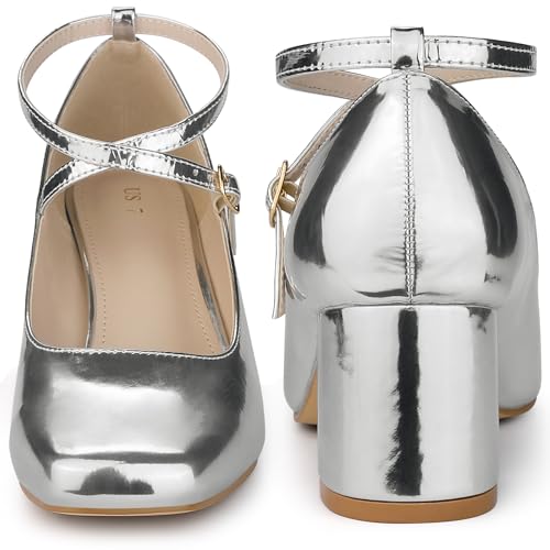 Perphy Mary Jane Square Toe Heels Block Heel Pumps for Women2