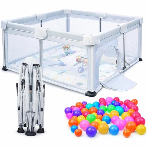 La Mejor Selección de Parques de juegos que puedes comprar esta semana. 48 Corral para bebé Parque de Juegos Infantil plegable, portátil y fácil de instalar para interiores y exteriores con pelotas de plastico (180 x 150 x 68 cm)