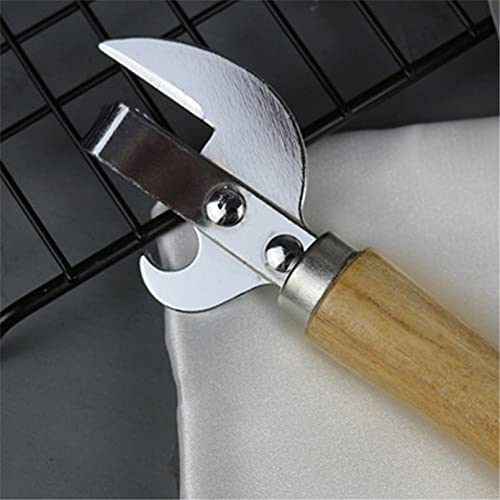 Qxpdd Manual Can Opener With Wooden Handle Stainless Steel Convenient And Durable Manual Opener For Beer Bottle Household Kitchen Gadget Silver #TOP2
