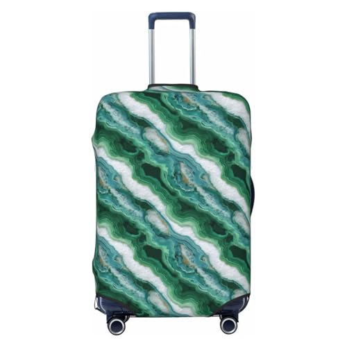 Marble Texture White And Green Elastic Travel Luggage Covers Dustproof Scratch-Resistant Suitcase Protector Fit 22-24 Inch