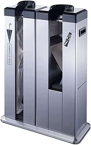 Macchina imballatrice automatica per ombrelli con ruote, supporto per dispenser in acciaio inox, include 500 sacchetti corti e 500 lunghi