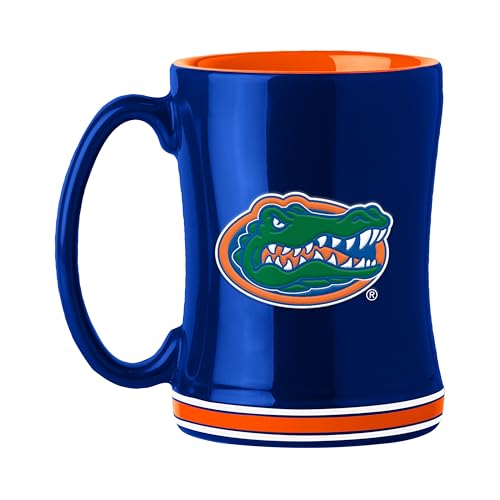 Image of Logo Brands NCAA Florida Gators 14oz Ceramic Relief Coffee Mug - Officially Licensed Mug, Sculpted 3D Logo and Team Colors - Comfortable Handle and Glossy Finish for College Sports Fans