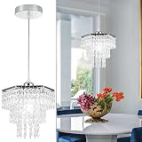 HongnuoFc Modern 3-Tier Crystal Chandelier Mini Chandeliers Flush Mount Ceiling Light Fixture Hexago