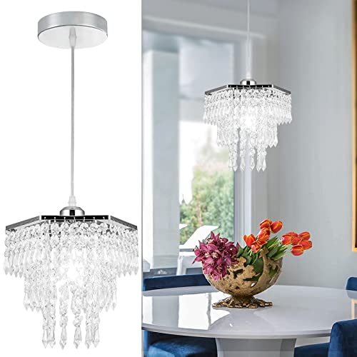 Hongnuofc Modern 3-Tier Crystal Chandelier Mini Chandeliers Flush Mount Ceiling Light Fixture Hexagon Hanging Pendant Lights For Dining Room Kitchen Hallway Bathroom (Chrome,E26) #TOP23