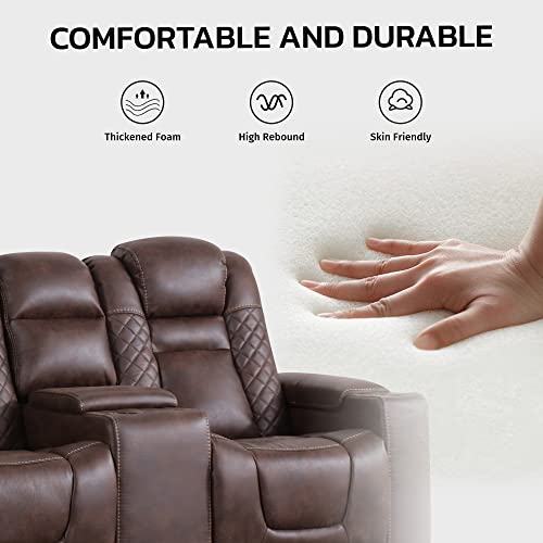 Ebello Power Reclining Home Theater Seating, Powered Headrests Faux Leather Movie Theater Power Recliner Sofa Chair, With Cup Holders, For Theater, Living Room (Loveseat+Sofa) #TOP4