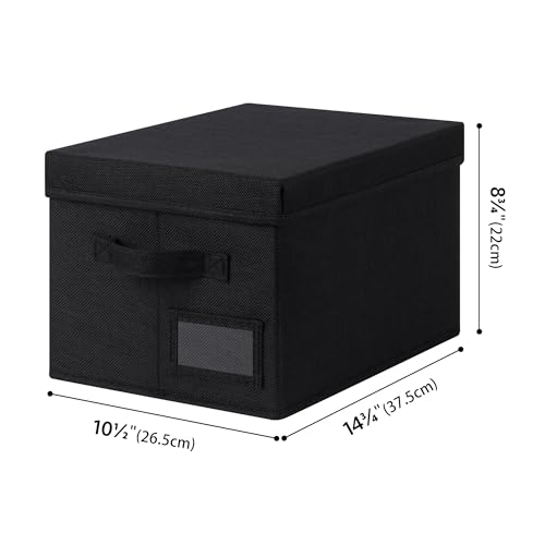Image of GRANNY SAYS Storage Bins with Lids, Linen Storage Bins for Shelves, Decorative Storage Boxes, Clothes Storage and Organization, Storage Boxes for Organizing, 3-Pack, Black