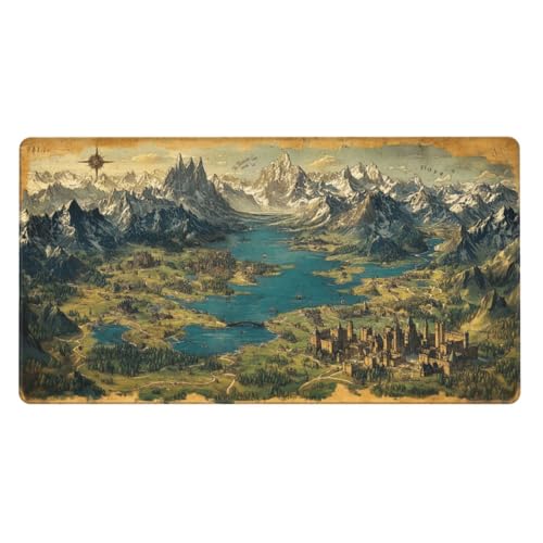 MTG Playmat Mysterious World in Aged map TCG Mat Board Game Card Game Trading Card Game Play Mat Desk Pad Original Hand Painting Stitched Edges Smooth...