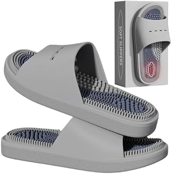 Acupressure Massage Slippers Acupressure Foot Massager Shoes Reflexology Sandals Gift for Men Women Reduce Feet Neuropathy Pain Relief and Tension Grey,US Women 9.5-10/ Men -8.5