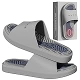 MOTTLED SKY Acupressure Massage Slippers Acupressure Foot Massager Shoes Reflexology Sandals Gift for Men Women Reduce Feet Neuropathy Pain Relief and Tension (Grey,US women10.5-12/men9-10.5)