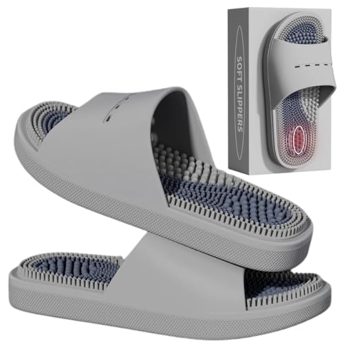 MOTTLED SKY Chinelos de massagem de acupressão, sapatos massageadores de pés de acupressão, sandálias de reflexologia, presente para homens e mulheres, reduzem a neuropatia dos pés, alívio da dor e