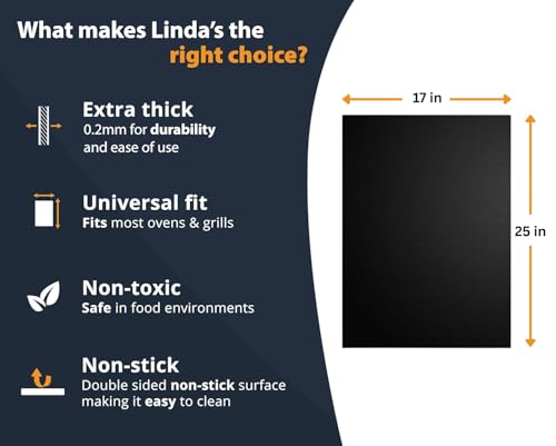 Oven Liners for Bottom of Oven - 2 Pack Large Heavy Duty Mats, 17”x25” Non-Stick Reusable Liner for Electric, Gas, Toaster Ovens, Grills - BPA & PFOA Free Kitchen Accessory to Keep Oven Clean (Black)