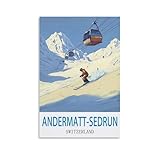 CTZIKWW Andermatt-Sedrun Schweiz Vintage-Reiseposter, 20 x 
