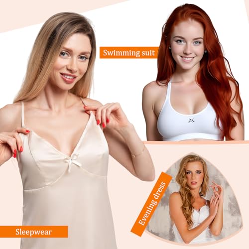 Image of Geyoga 24 Pairs 12 Pairs Bra Pads Inserts Women Sports Bra Pads Inserts Triangle Removable Pad for Women's Bikini Top Swimsuit (White,Nude Color,Black)