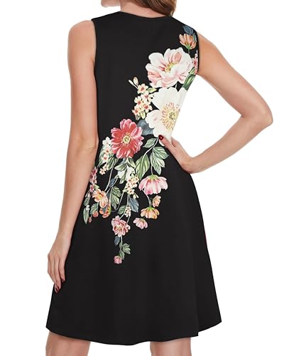 Image of Summer Dresses for Women 2026 Casual Sleeveless Sundress Floral Loose Fit Beach Cover Up with Pocket