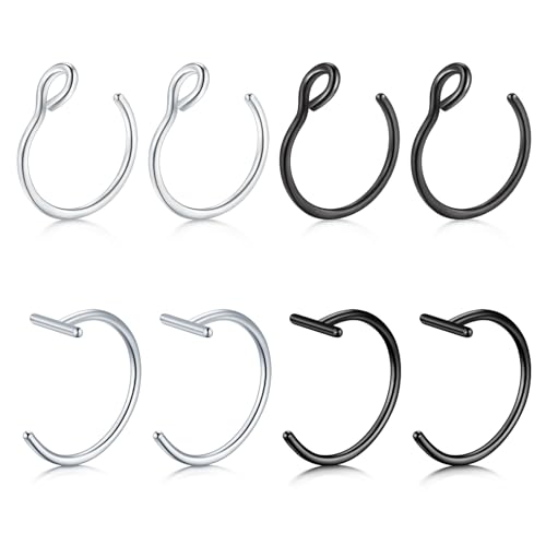 QWALIT Fake Lip Piercing Fake Lip Ring Fake Nose Ring Fake Snake Bites Fake Nose Piercing Faux Lip Rings Fake Snake Bite Piercing Clip Lip Ring Ear Cuff Earrings