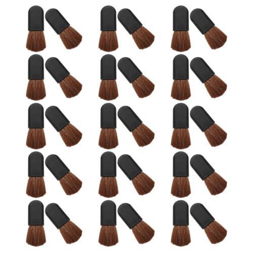 Hohopeti Brochas para Rubor 30 Piezas Pinceles Portátiles de Maquillaje Mango Negro Ovalado Pelo de Caballo Natural Aplicador para Base y Polvo Ideales para Maquillaje de Viaje y Uso