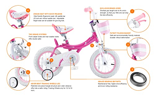 Royalbaby Kids Girls Bike Bicycle With Basket Training Wheels Kickstand 16 Inch Bunny Fuchsia #TOP3