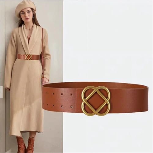 Decorative Belt Female Wide Waistband Gold Plum Buckle Belt For Women Decorative Dresses, Suits,Windcoat Waistband for Country Concert Outfit(Deep green)2