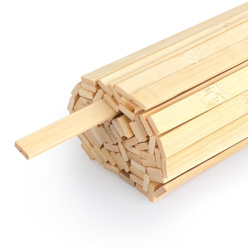 LeisuDay 70 Stück Holzstäbchen zum Basteln, Holzstäbe Eckig 30cm Lang, 9 x 3mm flache Holzleiste Holzlatte Holzspatel Bambusstäbe Bastelholz Stäbchen zum Modellbau DIY Handwerk