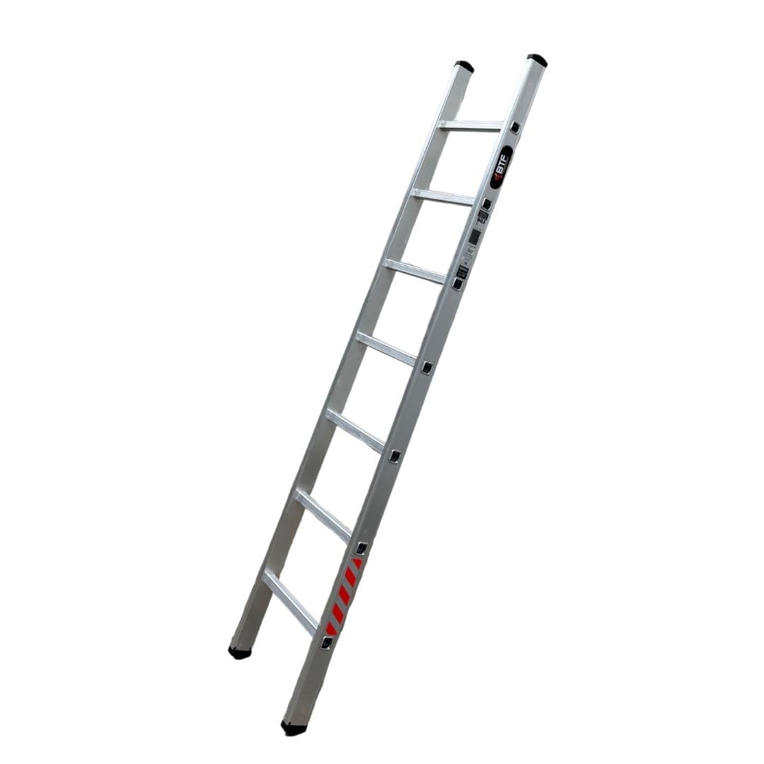 BTF Escalera de Apoyo en Aluminio - Escalera Simple 7 Peldaños, 2,0m, 1 Tramo, Ligera y Resistente, Certificada Carga Máx. 150 kg, Ideal para Obra y Hogar, Norma EN131.