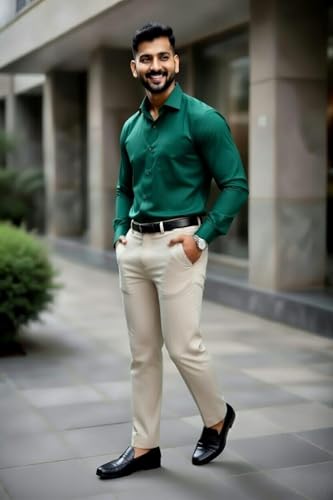 Image of Men's Formal Shirt and Trouser Combo Set | Slim Fit Stylish Office Wear | Premium Cotton Blend Shirt Pant Set for Men | Top & Bottom Clothing Set