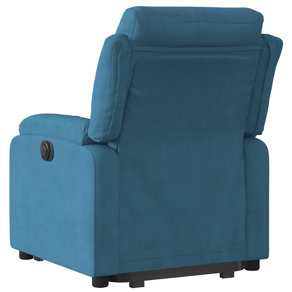 Relaxsessel Blau aus Samt mit Elektrischer Aufstehhilfe & Manueller Liegefunktion 75x92,5x100 cm für Wohnzimmer, Schlafzimmer & Seniorengerecht