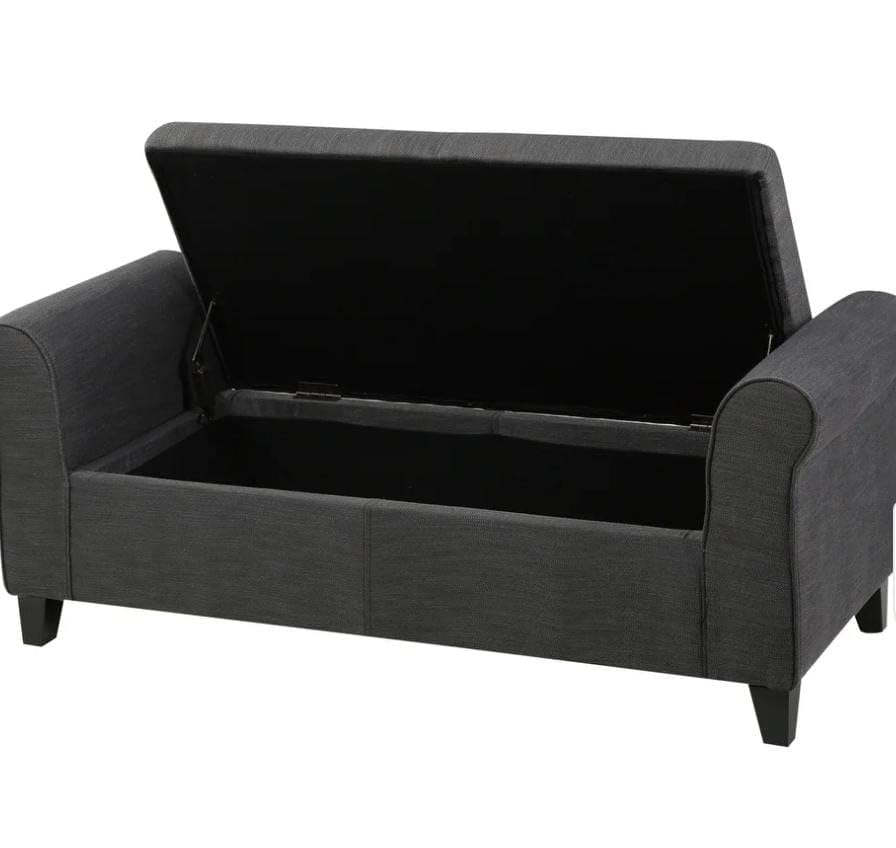 Image of Sofa Couch Poufffe Storage 50 inch Inches Ottoman Tufted roll arm Support Storage Bench Multipurpose Seater for Living Room Guest Room Office