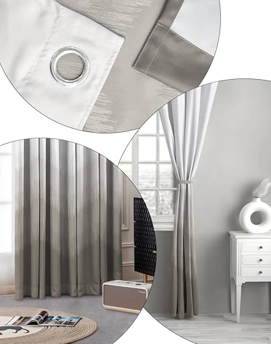 Image of Kivo Digital Print 85% Blackout Curtains for Long Door /Window, Thermal Insulated, Tie Back, Wider Width 50 in, Eyelet Curtains for Living Room /Bedroom(D Brown 9 ft Set - 2)