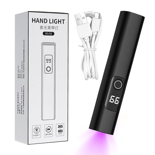 Kustimantu Lámpara UV Mini para uñas de gel - Secador de uñas USB recargable, luz portátil LED UV con 2 modos Temporizador para hogar, viajes, salón y estudio
