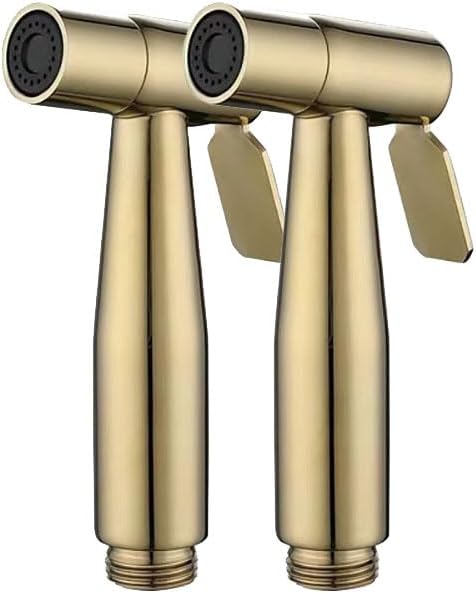 2 Pieces Bidet Toilet Sprayer Head Stainless Steel Handheld Bidet Sprayer Cloth Bathroom Diaper Sprayer for Kitchen and Toilet Cleaning Golden
