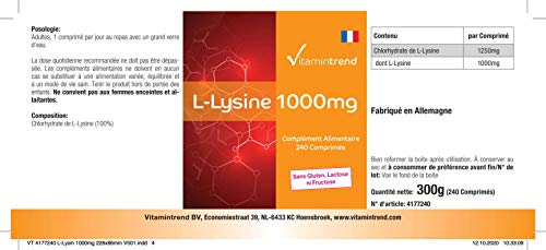 L-lysine 1000mg Tablets -veganistisch - Image 5