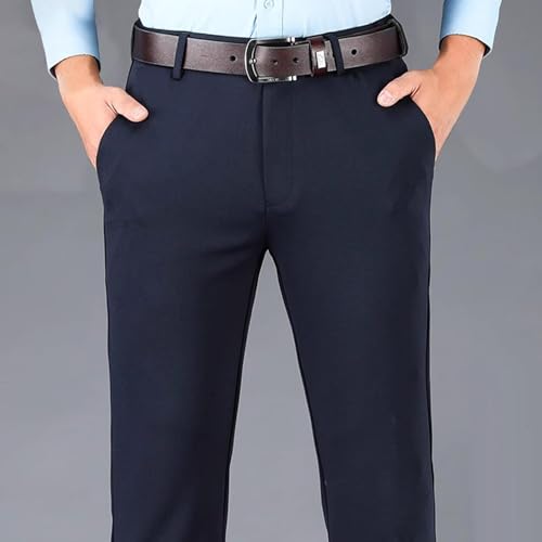 Mens Classic Formal Dress Pants Expandable Waist Bridegroom Wedding Suit Pants Slim Fit Stretch Business Wrinkle-Free2