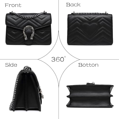 Image of MYHOZEE Crossbody Bags for Women - Snake Printed Clutch Purses Leather Chain Shoulder Bags Evening Handbags
