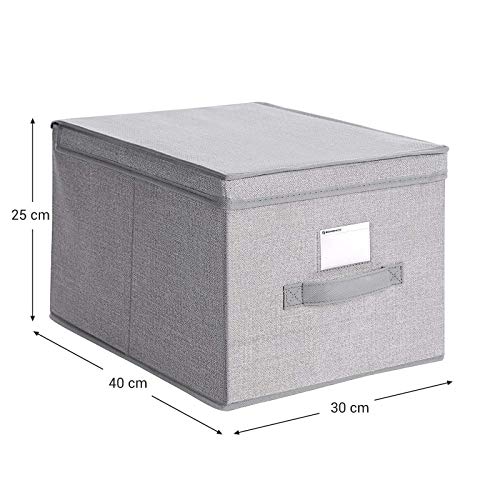 SONGMICS 3 st. set Opbergbox met deksel, stoffen vouwboxen met etikethouder, stoffen box, kubus, 40 x 30 x 25 cm… - Image 6