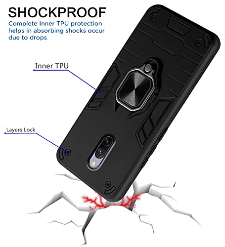 Image of Pikkme D5 Tough Armor Bumper Back Cover Case for Redmi 8a Dual |Ring Holder & Kickstand in-Built (Black)