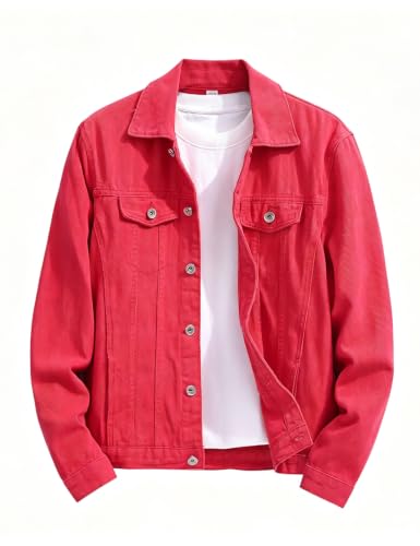 Image of Mens Classic Slim Fit Trucker Jean Denim Jacket Coat