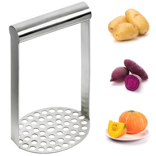 Heavy-Duty Potato Masher - 430 Stainless Steel Avocado & Food Smasher for Potatoes, Beans, Vegetables, Fruits, Pet Food | Dishwasher Safe