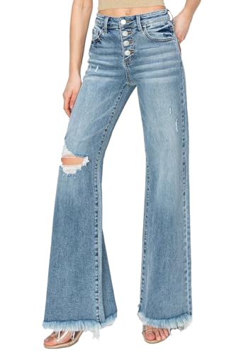 SALT TREE Risen Jeans - Mid Rise Button Down Wide Leg Jeans - RDP5412HD
