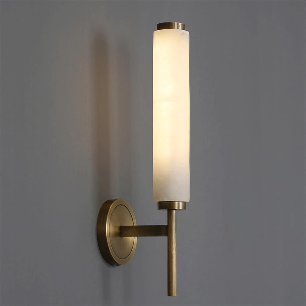Alabaster Wall Sconce 18.5In Natural Marble Wall Mount Lamps Indoor Alabaster Sconces Lighting For Living Room 3000K LED Modern Stone Marble Vanity Light For Dining Room Bedroom Stairs Mirror Fixtures