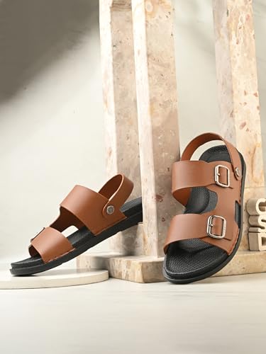 Image of KASTAVA KS 117 Comfortable Premium Synthetic Casual Sandals | Adjustable Buckle Closure | Lightweight Everyday Wear Sandals for Men