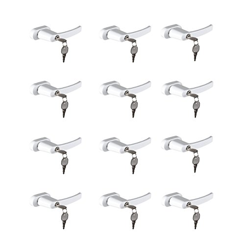 Poignée de fenêtre verrouillable en métal enduit blanc avec carré de 7x7mm, axe 35mm